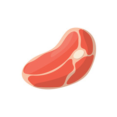 Peace of raw red meat (beef, pork, lamb) with bone vector icon. Healthy Paleo eating cartoon illustration isolated on white background.
