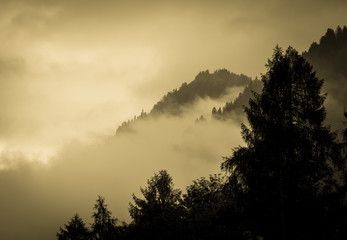 landscape in Austria, old colored