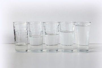 glasses with water on a light background