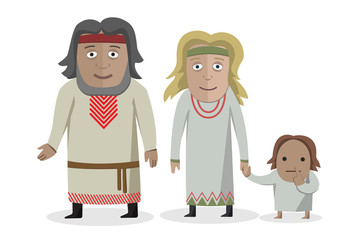 Slavs. People in national dress. National clothes. Vector illustration.