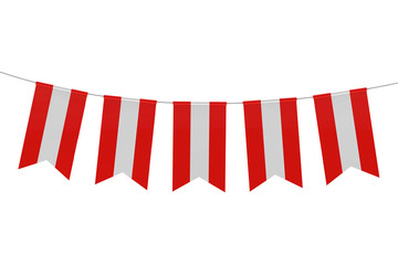 Obraz premium Austria national flag festive bunting against a plain white background. 3D Rendering