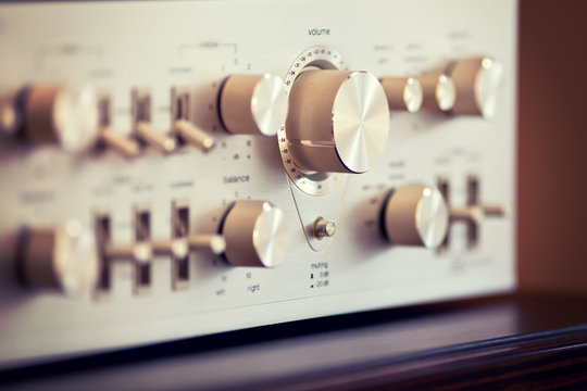 Vintage Stereo Amplifier Shiny Metal Volume Control Knob