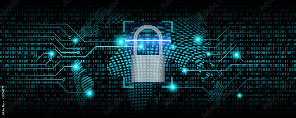 Poster binary code abstract background and world map., digital communication code, technology background