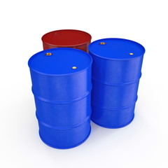 Oil barrels isolated on white. 3D illustration