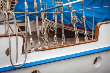 White yacht, rigging