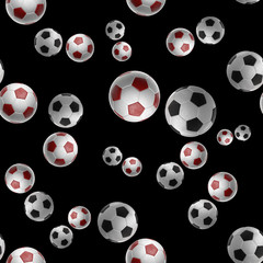 Naklejka premium red Soccer-balls isolated on black background seamless pattern 3d illustration