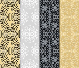 set of Vector seamless pattern with geometric, floral style background. for printing on fabric, paper for scrapbooking, wallpaper, cover, page book.