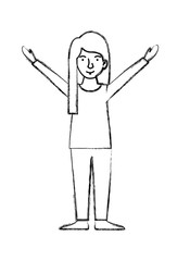 beautiful and young woman character vector illustration design