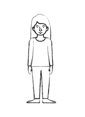 beautiful and young woman character vector illustration design