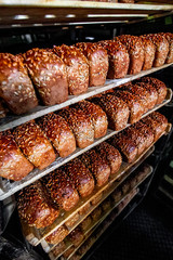 Bread on the shelf at bread factory