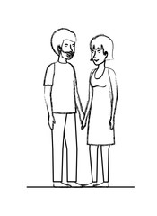 young couple avatars characters vector illustration design