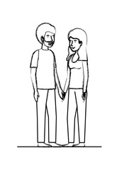 young couple avatars characters vector illustration design