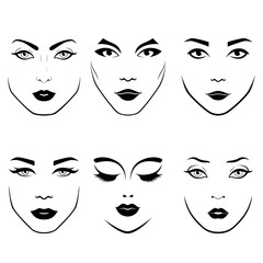 Set of women's faces