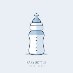 Fototapeta premium Baby bottle with baby formula vector illustration in mono line art style