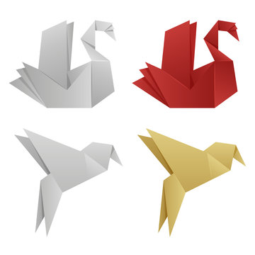 Vector japanese origami birds