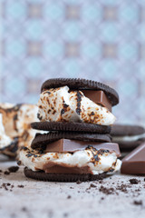 marshmallow smores with chocolate cookies