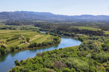 Ebro river Miravet castle in Catalonia