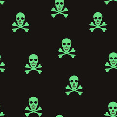 Vector seamless pattern with skulls and bones.