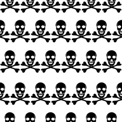 Skull and Bones seamless background typography graphics, bandana fashion design - vectors