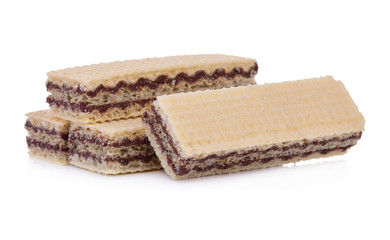 Wafers with chocolate isolated on white background