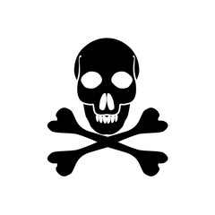 Crossbones death skull, danger or poison flat icon for apps and websites. Jolly Roger