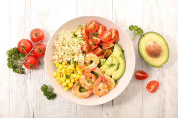 mixed vegetable salad and shrimp