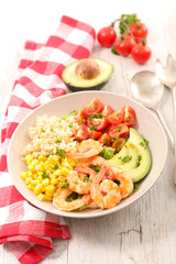 mixed vegetable salad and shrimp