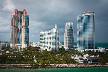 Fototapeta na wymiar Skyscrapers at South Miami Beach