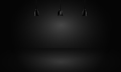 black background with light boxes on ceiling, abstract gradient studio and wall texture vector and illustration, can be used presented your products