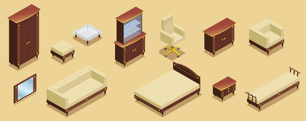 Isometric Hotel Furniture Elements Set © ivan mogilevchik