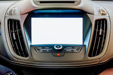Obraz na płótnie Canvas Modern Car Interior GPS Blank Screen Touch Display