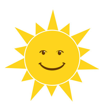 Shining smiling sun icon cartoon isolated on white background