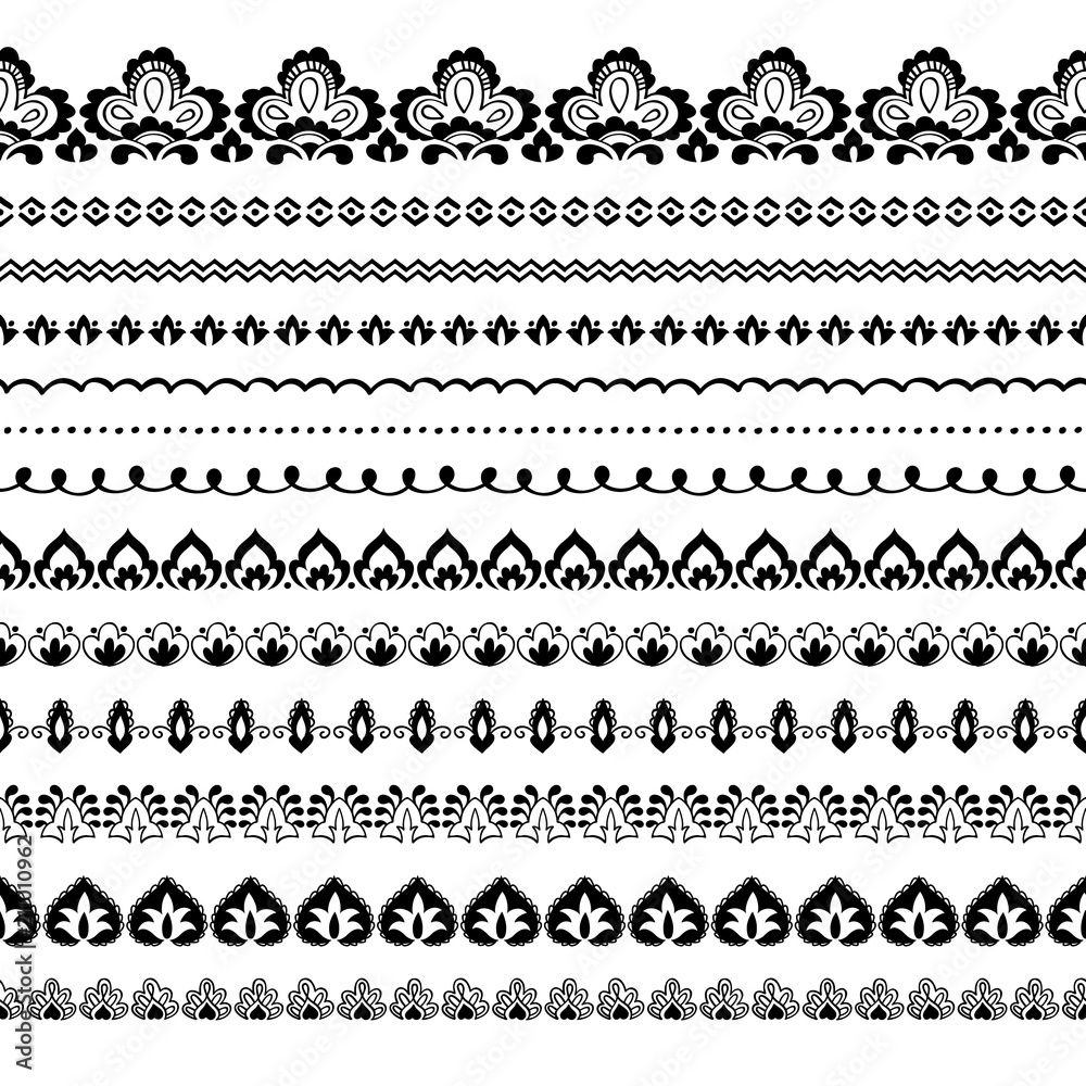 Canvas Prints indian style seamless borders vector set.
