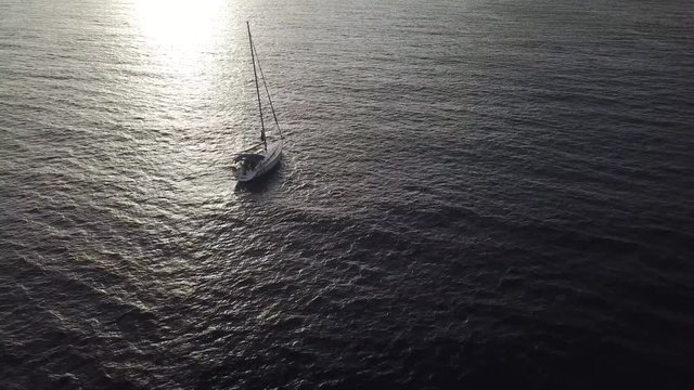 View from the height of the yacht near the coast of Tenerife, Canary Islands, Spain at sunset