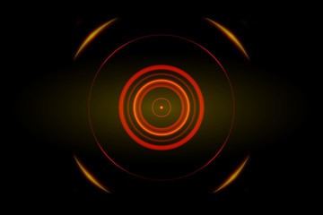 Abstract orange ring with sound waves oscillating background