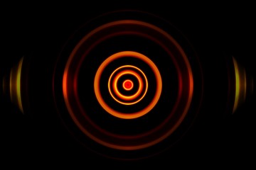 Orange light spiral with circle signal, abstract background