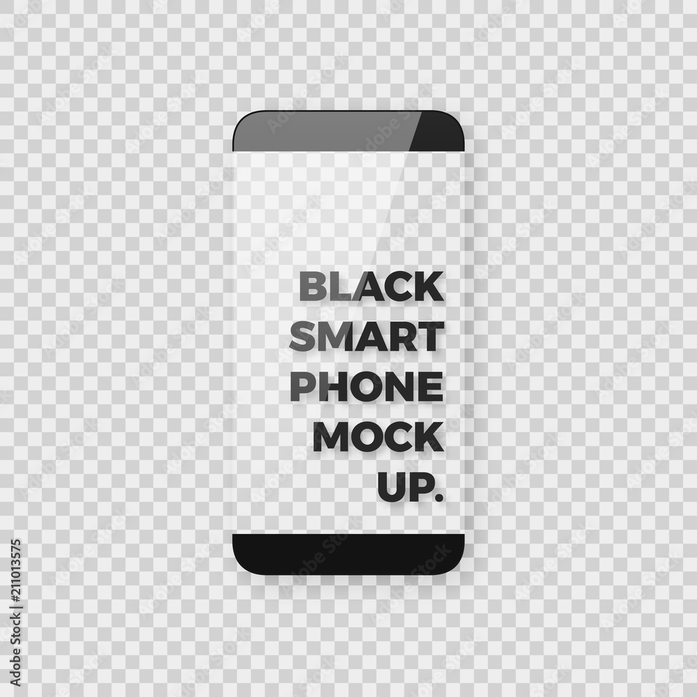Poster realistic vector smartphone mockup with edgeless borderless bezel less display screen. shiny glossy 