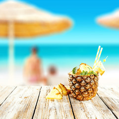 Summer photo of fresh pineapple 