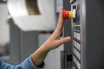 emergency press to stop machine