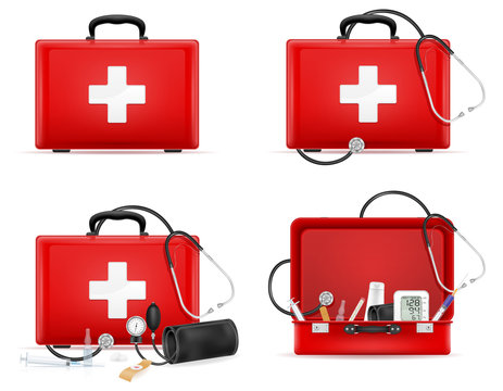 medical first aid box case kit stock vector illustration