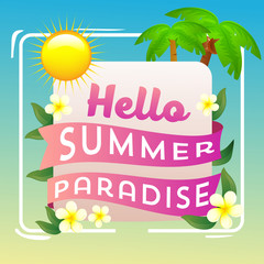 hello summer paradise coconut tree