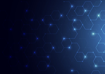 Abstract science concept background polygonal geometric design or banner with a DNA molecules. Vector illustration