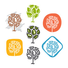 Green Leaves Vector Logo Design