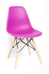 Pink modern chair with wooden legs