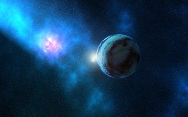Obraz na płótnie Canvas Planet galaxy outer space moon colorful high quality blue glow