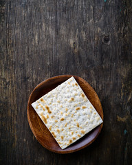 Traditional Jewish kosher homemade matzah or matzo, unleavened b