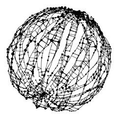 Big data visualization. HUD wireframe mesh sphere with dot and lines. Analysis of information. Visual data infographics design. Science and technology. Digital Data Vector Illustration.