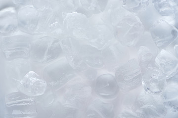 close-up view of frozen ice cubes background
