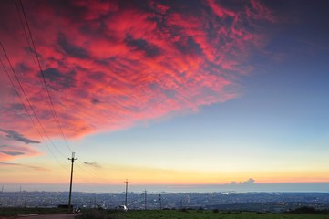Beautiful cityscape of coastline at evening in Shalu, Taichung, Taiwan
