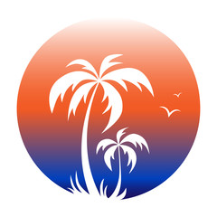 Fototapeta na wymiar A logotype of a palm tree in a circle.